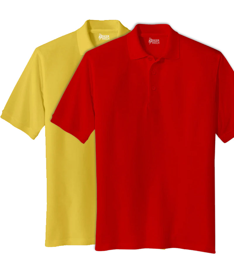 Pack of 2 Combo Polo Men T-shirt  Yellow & Red