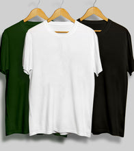 Load image into Gallery viewer, Pack of 3 - Plain  Olive, White &amp; Black  T-Shirt
