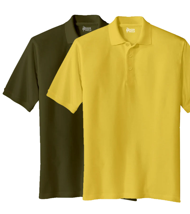 Pack of 2 Combo Polo Men T-shirt  Yellow & Olive