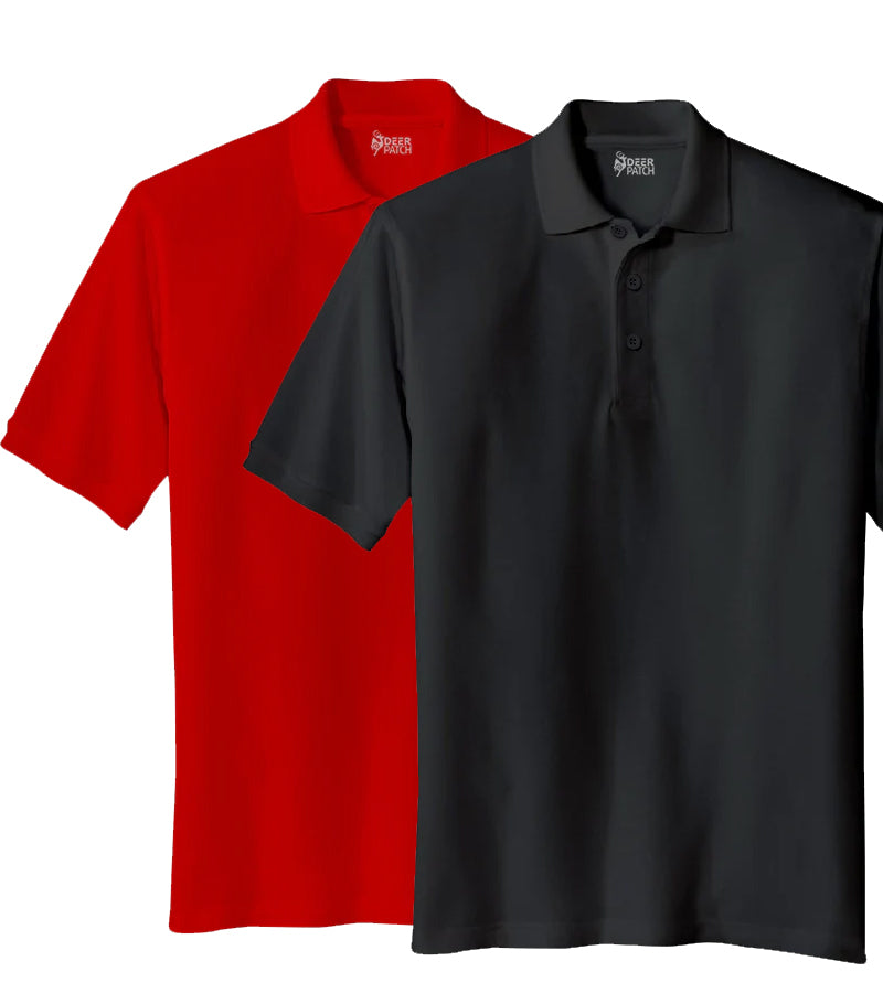 Pack of 2 Combo Polo Men T-shirt  Red & Black