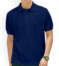 Load image into Gallery viewer, Typo Pattern Back Side Navy Blue Polo T-shirt

