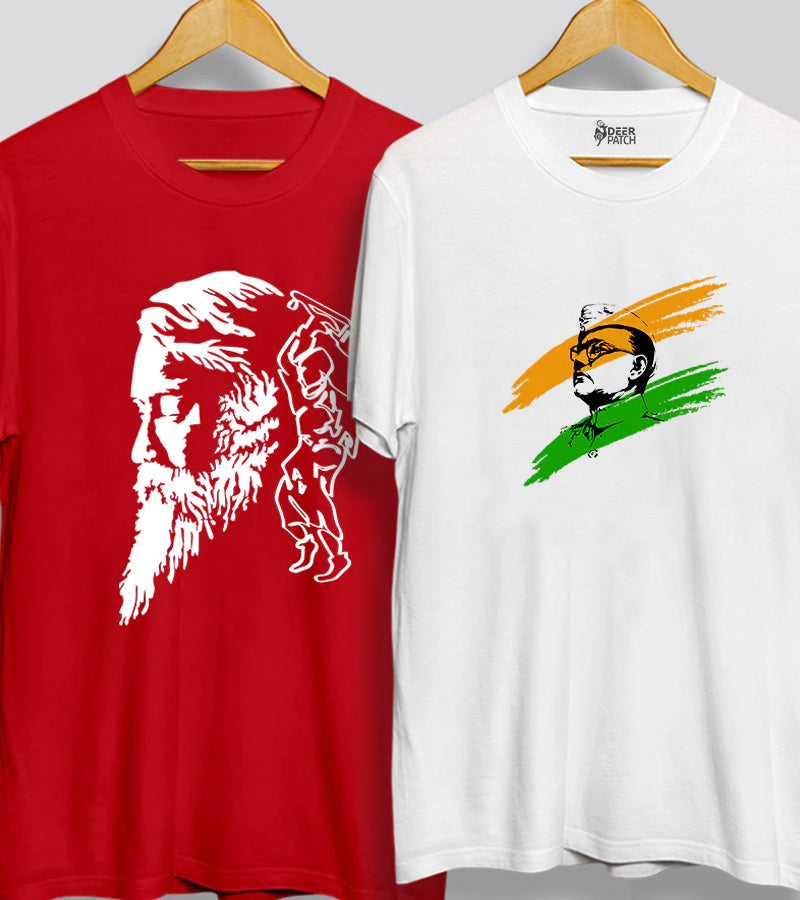 Pack of 2 T-shirts | Tagore - Red | The Bose - White