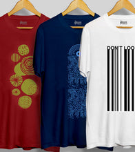 Load image into Gallery viewer, Pack of 3 T-shirt | White, Navy Blue &amp; Maroon | Pattern DP 01
