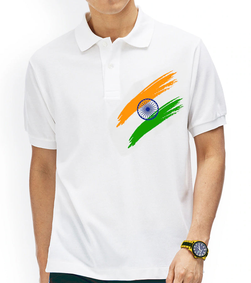 Flag of India White  Polo Men T-shirt