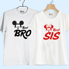 Load image into Gallery viewer, Best Sis-Bro Micky Mouse White T-shirts
