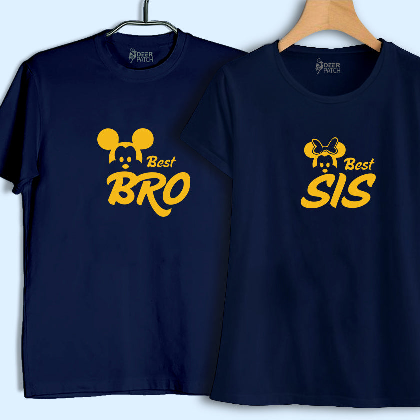 Best Bro-Sis Micky Mouse Blue T-shirts