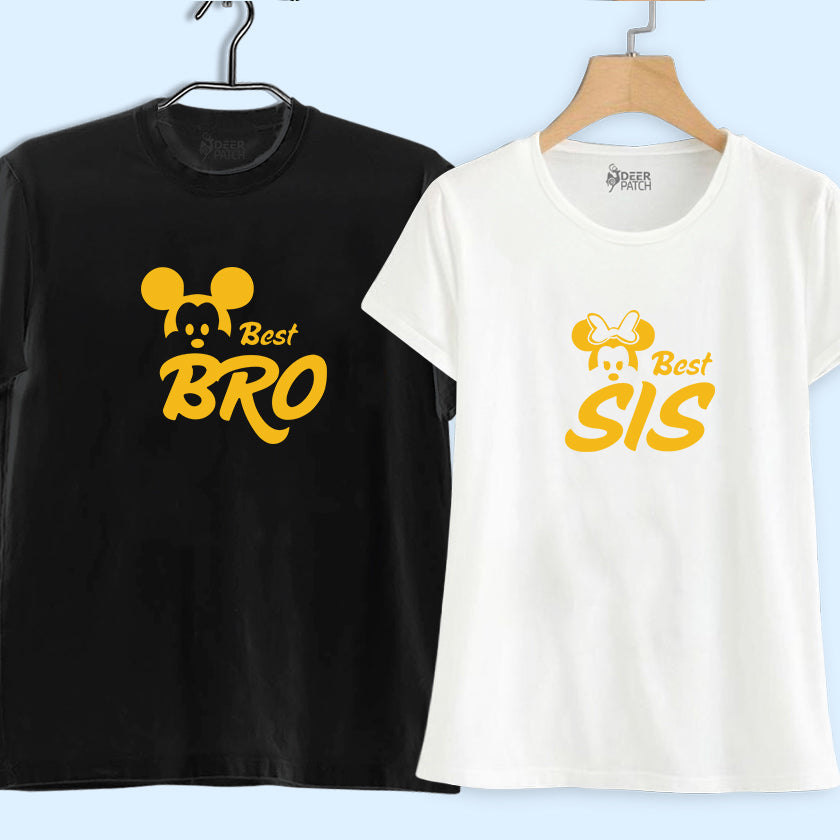 Best Bro-Sis Micky Mouse Black/White T-shirts