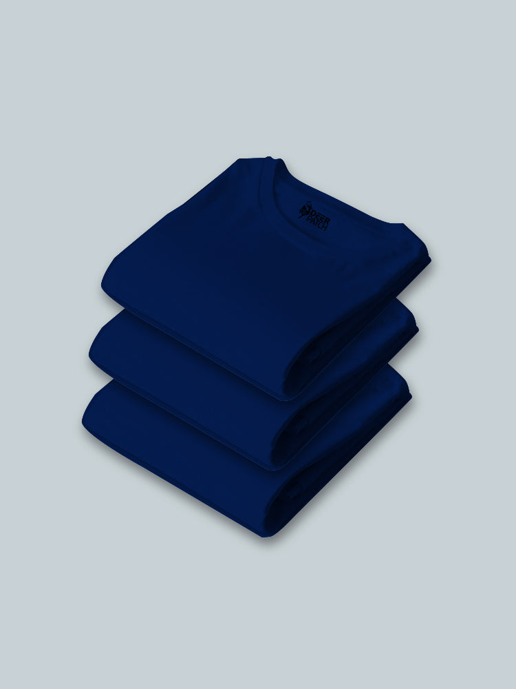 Pack of 3 - Royal Blue Combo T-Shirt | Deer Patch