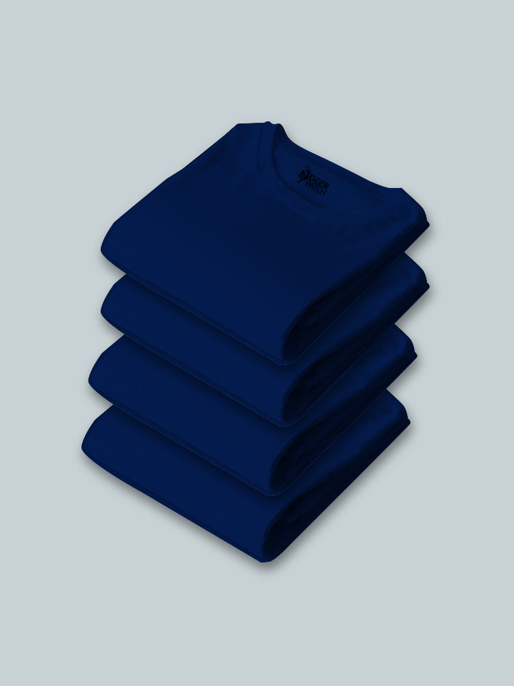 Pack of 4  - Royal Blue Combo T-Shirt | Deer Patch
