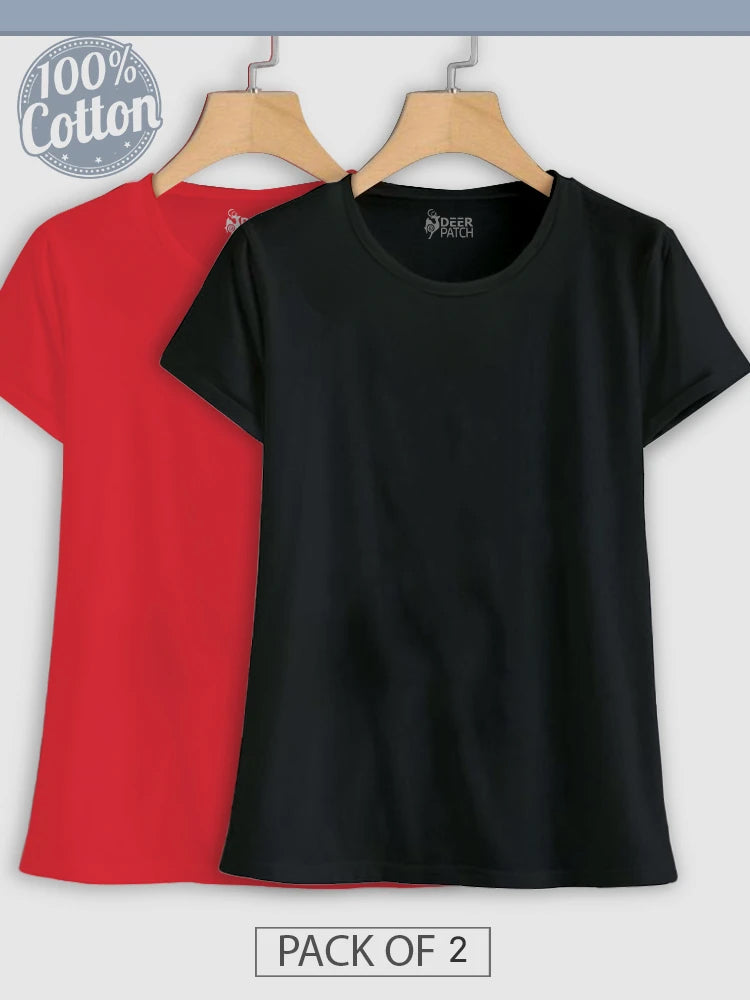 Pack of 2 - Plain Red & Black Top