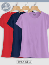 Load image into Gallery viewer, Pack of 3 - Plain Red, Navy Blue &amp; Lavender Top
