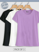 Load image into Gallery viewer, Pack of 3 - Plain Black, White &amp; Lavender Top
