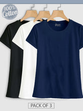 Load image into Gallery viewer, Pack of 3 - Plain Black, White &amp; Navy Blue Top
